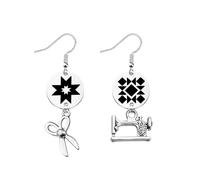 Sewing Gift Tailor Life Gift Quilting Bee Gift Tailor Gift Quilt Mom Gift Sewing Machine Scissor Earrings, Small, Metal, na unknow