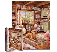 Sewing Hobby Room 1000 Piece Jigsaw Puzzles for Adults Cozy Craft Room Jigsaw Puzzle for Challenging Family Activity Game Quilting Knitting Creative Space Puzzle for Home Decor Gifts 19.7"x27.6"