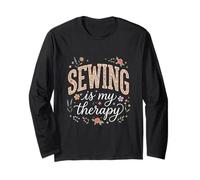 Sewing is My Therapy Floral Boho Long Sleeve T-Shirt