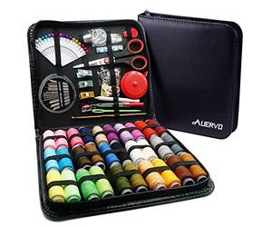 Sewing Kit,AUERVO 116 Premium Sewing Supplies with PU Case, 30 XL Thread Spools,Mini Sewing Kits for DIY, Beginners,Emergency,Kids,Summer Campers, Travel and Home, with Scissors,Thimble,Thread,Needle