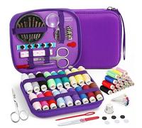 Sewing Kit, AUERVO Mini Sewing Kits 86PCS Thread and Needles Set for Adults, DIY,Home, Travel & Emergency with Compact Small Purple Zipper Case