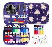 Sewing Kit for Adults Needle and Thread Kit for Sewing with Daisy Zipper Case 18 Color Threads Portable Basic Hand Sewing Repair Kits for Beginners Traveler Emergency DIY Quick Fix