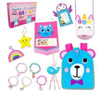 Sewing Kit for Kids Toys for Ages 5-8 Girls, My First Felt Kit Animal, Colorful Crafting and Sewing Set, First Sewing Kits for Beginner Boys and Girls, Gifts for Girls Boys with 5 Strips Bracelet