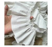 Sewing lace Edging， Ruffled Pleated Lace Trim,9cm Pure Cotton Ruffles Cloth(White,2meter)