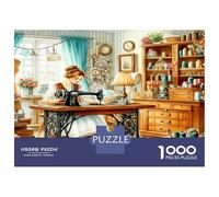 Sewing Lady 1000 Pieces Jigsaw Puzzle Set Vintage Craft Grace Classic Jigsaw Puzzle Sturdy Cardboard Couple Puzzle Partners Ultra Difficult Home Activity 38x26cm/1000pcs
