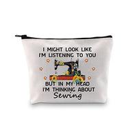 Sewing Lover Gift Sewing Machine Gift Zipper Pouch in My Head I’m Thinking About Sewing Sewing Project Bag for Sewer Quilters (Thinking About Sewing EU)