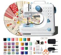 Sewing Machine 505 for Beginners with 50Pcs Cloth Piece, 12 Stitches Double Thread Electric Heavy Duty Sewing Machine, Easy Sewing with 42Pcs Sewing Kit (White and Blue)