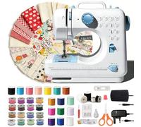 Sewing Machine 505 for Beginners with 50Pcs Cloth Piece, 12 Stitches Double Thread Electric Heavy Duty Sewing Machine, Easy Sewing with 42Pcs Sewing Kit (White and Blue)