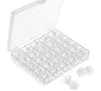 Sewing Machine Bobbins 25 Pack Transparent Plastic Sewing Bobbin Spools Empty Bobbins Spools Plastic Storage Box for Home Sewing Accessories Tools