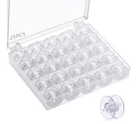 Sewing Machine Bobbins, Plastic Bobbins for Sewing Machine Universal Clear Bobbins with Bobbin Case Sewing Machine Accessories (25 PCS, Boxed)