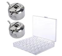 sewing machine bobbins set transparent plastic bobbins box 36 pieces + 2 bobbin sleeves universal suitable for sewing at home and on the go