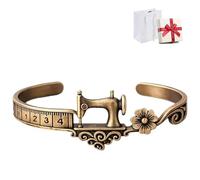 Sewing Machine Bracelet & Ring Set, Vintage Jewelry with Measuring Tape Detail, Creative Artisan Gift for Crafters,Sewers & Costume Designers (Bracelet)
