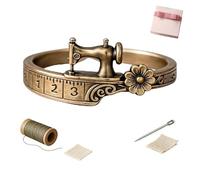 Sewing Machine Bracelet & Ring Set, Vintage Sewing Charms Machine Jewelry, Antique Bronze Crafts, Themed Adjustable Bracelet for Quilting and Sewings Enthusiast (Ring,#9-Circ 58.7mm)
