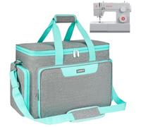 Sewing Machine Carrying Case Bag Compatible with Most Standard Singer,Brother,Janome with Multiple Storage Pockets,Travel Tote Bag with Shoulder Strap for Sewing Machine and Supplies(Grey/Green)