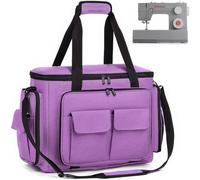 Sewing Machine Case with Removable Padding - Universal Tote Bag with Multiple Storage Pockets, Compatible with Singer & Brother (Purple)