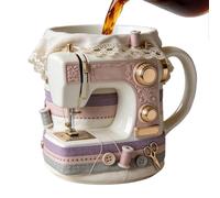 Sewing Machine Cup - 330 ml Ceramic Coffee Mug, Cute Tailor Motif Drinking Vessel, Portable Tea Cup, Household Tableware, Decorative Coffee Cup for Kitchen, Home, Desk, Living Room, Outdoor D