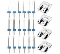 Sewing Machine Double Twin Needles 18Pcs & Presser Foot 4Pcs Set | Stainless Steel Needles for Decorative Stitching/Zigzag Patterns | Universal Sewing Accessories