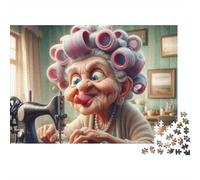 Sewing Machine Elderly Woman 1000 Piece Jigsaw Puzzle Jigsaw Puzzle for Adults Paper Puzzle Night Scene 70x50cm/1000pcs