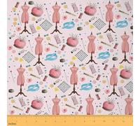 Sewing Machine Fabric by The Yard Craft Handmade Stitching Vintage Indoor Fabric Button Polka Dots Upholstery Soft Fabrics Kids Girls Sewing Lovers Princess Pink Craft Hobby Fabrics 2 Yards 72"x59"