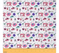Sewing Machine Fabric by The Yard Craft Handmade Stitching Vintage Indoor Fabric Needlework Button Princess Upholstery Soft Fabrics Girls Sewing Lovers Pale Pink Craft Hobby Fabrics 3 Yards 108"x59"