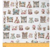 Sewing Machine Fabric by The Yard Needlework Bowknot Bow Tie Princess Indoor Fabric Craft Handmade Stitching Rose Upholstery Soft Fabrics Girls Sewing Lovers Pink Craft Hobby Fabrics 2 Yards 72"x59"