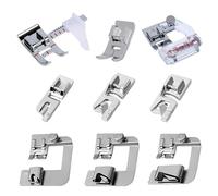 Sewing Machine Feet 9Pcs Set for Brother Singer Janome (3 Narrow Rolled Hem Presser Feet, 3 Rolled Hem Pressure Foot, Zig Zag Presser Foot, Adjustable Guide Foot, 1Pc Bias Binder Foot)
