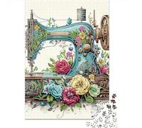 Sewing Machine Flowers1000pc Sturdy Cardboard Flower Jigsaw Puzzle Adults Impossible Difficult Challenge Brain Teaser Office Relaxation Gift Idea 38x26cm/1000pcs