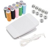Sewing Machine Foot Pedal Controller Replacement FC-322 XC8816-071, Anti-Slip Speed Controller with Cord, Includes 10 Sewing Threads & 10 Bobbins Fit CS100 CS400 CS600 CS5100 CS770 CS8060
