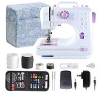 Sewing Machine for Beginners & Kids, Mini Portable Sewing Machines with 12 Built-in Stitch Patterns, 2-Speed Foot Pedal, Perfect for Teaching Daughter Granddaughter to Sew(Purple White)