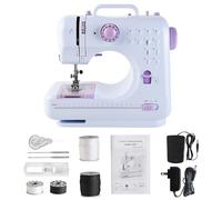 JUCVNB Mini Sewing Machine for Beginners and Kids Ages 8-12, Portable Sewing Machines with 12 Built-in Stitch Patterns, Light, 2 Speed Foot Pedal - Purple & White (with Basic Sewing Kit)