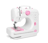 Sewing Machine for Beginners with UK Plug - 12 Built-in Stitches, Foot Pedal & Battery Power, LED Light, Easy Thread Cutter (Pink, L)