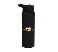Sewing Machine Heartbeat Colorful Flower Design Stainless Steel Insulated Water Bottle