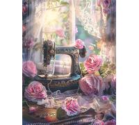 Sewing Machine Jigsaw Puzzles for Adults 1200 Pieces, Adult jigsaw Puzzle 1200 pieces Rose, Challenging Brainteaser with Alphabet Backing, Eco-friendly Dust-Free, Home Wall Decor Gift