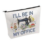 Sewing Machine Makeup Bag I'll Be in My Office Cosmetic Bag Quilter Makeup Bag Sewing Quilting Lover Gift (Sewing in My Office B)