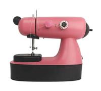Sewing Machine Mini Portable Household Night Light Foot Pedal Dual Speed Adjustment Double Thread Electric Manual DC Power Safe And Convenient(PINK)
