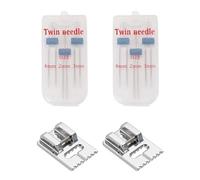 Sewing Machine Needles, 4 PCS Set Twin Needles Set, for Brother, JANOME, Singer and Multifunctional Domestic Sewing Machines - Double Needles and Pins