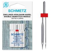Sewing Machine Needles Schmetz - Double Hemstitch (Wing), Size: 2.5/100, Single Packet, Includes Large Schmetz Needle Threader
