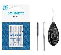 Sewing Machine Needles Schmetz - HLx5 (High Speed Professional Quilting), Various Assorted Sizes 75/11 & 90/14, Single Packet, Includes Large Needle Threader