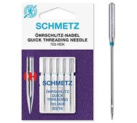 Sewing Machine Needles Schmetz - Quick Threading / Handicap / Easythreading / Self Threading, Size: 90/14 (Single Packet) - Buy 2 Get 1 Free + FREE NEEDLE THREADER & POSTAGE