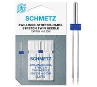 Sewing Machine Needles Schmetz - Stretch Twin, Size: 2.5/75, Single Packet, Includes Large Schmetz Needle Threader