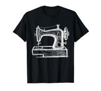 Sewing Machine Scribble Art Sewing Minimal Line Drawing Value Graphic T-Shirt, Men, Black, L