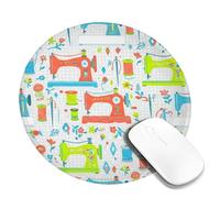 Sewing Machine Small Mouse Pad, Fanciful Artistic Spool Needle Craft Red Round Rubber Smooth Portable Mini Desk Mousepad Idea for Home Office Desk Laptop Gamers Gift Round 8x8 Inch