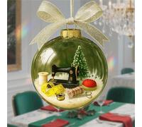 Sewing Machine Snows Globe Ornament, Christmas Tree Decoration with Mini Sewing Tools, Unique Gifts for Sewers and Craft Lovers, Festive Home Decors (A)
