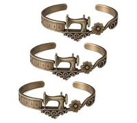 Sewing Machine Themed Bracelet,Sewing Lover's Bracelet for Quilters,Vintage Jewelry with Measuring Tape Detail Design,Creative Gifts for Sewers or Costume Designers (3 pcs)