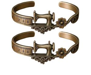 Sewing Machine Themed Bracelet, Vintage Adjustable Charm Bracelet with Measuring Tape Detail, Gift for Sewing Lovers, Quilters, Seamstress, Crafters & Designers (2)