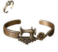 Sewing Machine Themed Bracelet, Vintage Adjustable Sewing Charm Bracelet with Measuring Tape Detail, Gift for Sewings Lovers Quilters Seamstress Crafters Designers (1)