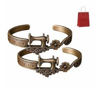 Sewing Machine Themed Bracelet, Vintage Sewing Charm Bracelet, Sewings Machine Jewelry, Adjustable Seamstress for Quilters, Tailors, Fashion Designers & Craft Lovers (2PCS)