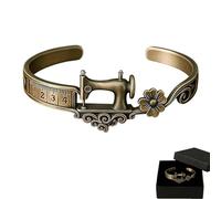 Sewing Machine Themed Bracelet, Vintage Sewing Machine Bracelet with Measuring Tape & Flower, Adjustable Seamstress Jewelry Gift for Quilters, Tailors & Fashion Designers (1PCS)