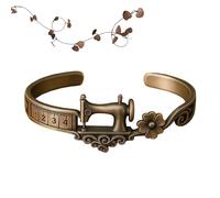 Sewing Machine Themed Bracelet, Vintage Sewing Machine Jewelry with Measuring Tape Design for Seamstress Tailor Enthusiast (a)