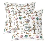 Sewing Machine Throw Pillow Cover,Needlework Bowknot Bow Tie Princess Double Sides Pillow Case,Craft Handmade Stitching Rose Flowers Home Decor,Pink White Bed Couch Sofa Cushion Cover,2 Pack 22"x22"